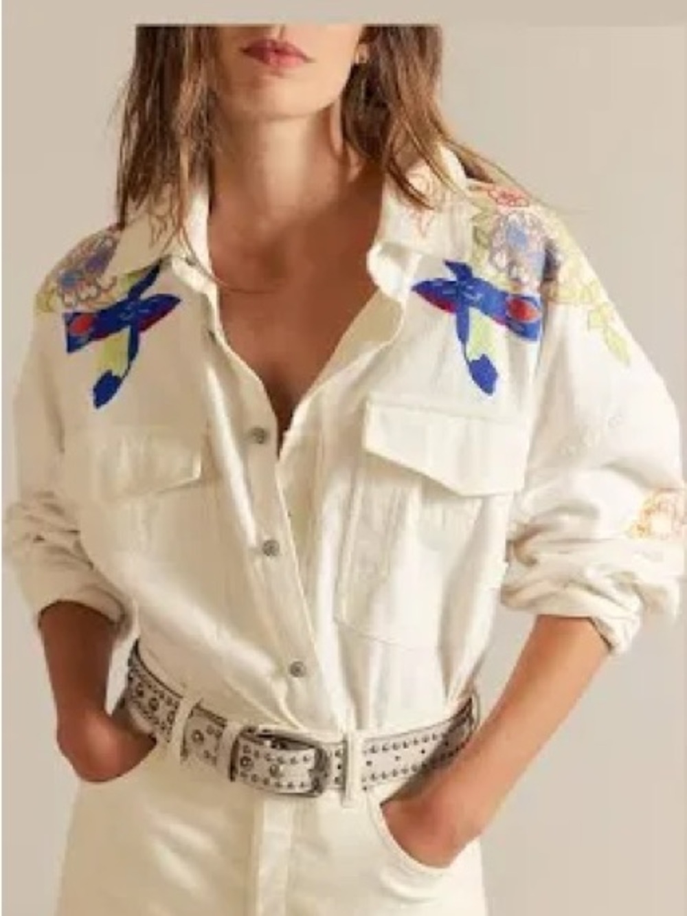 Free People We the Free Take Flight Embroidered Shirt- Sold Out - Picture 2 of 9